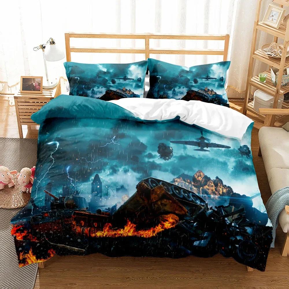 Military Tanks Duvet Cover Set King Queen Double Full Twin Single Size Boys Bed Linen Set