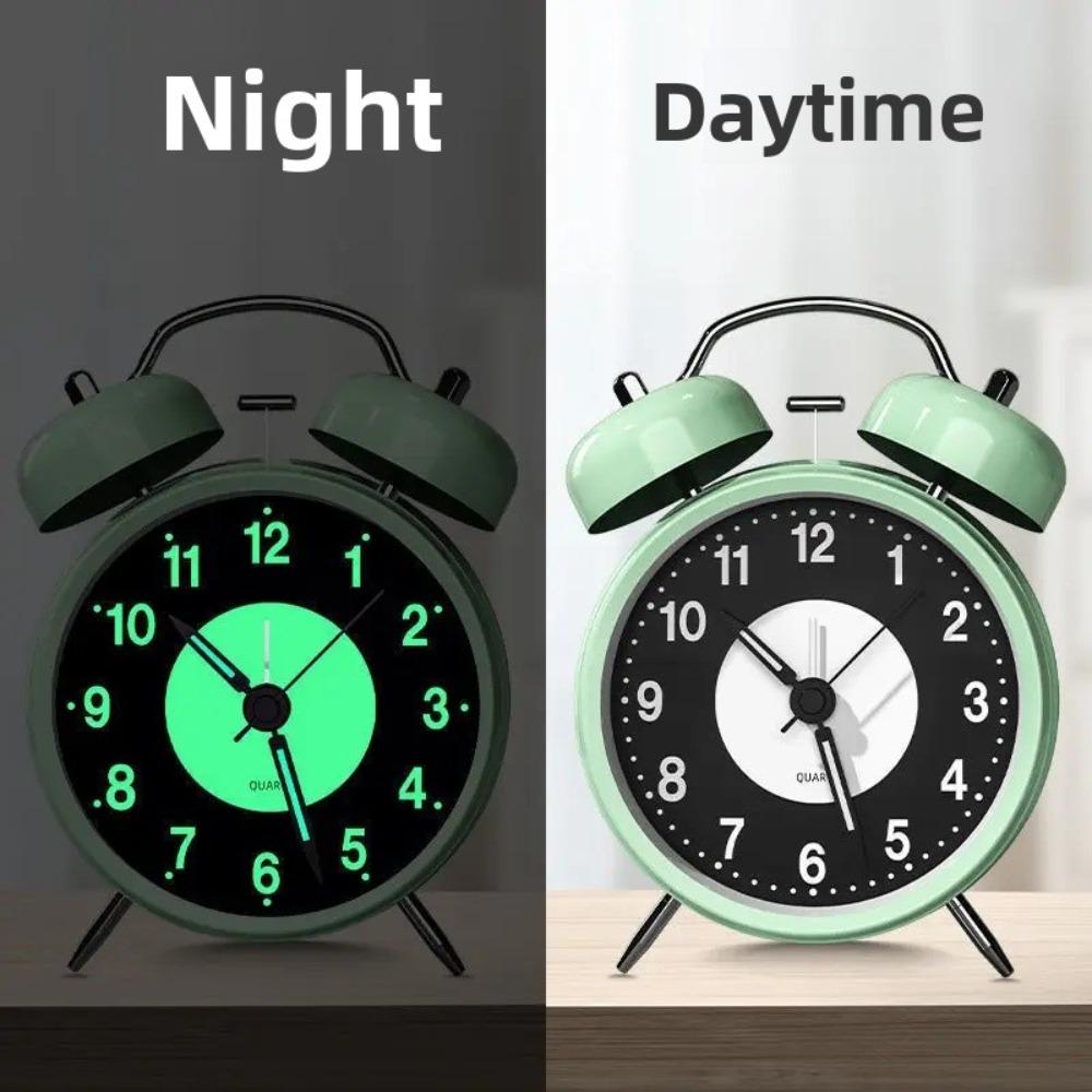 Metal Construction Metal Ring Alarm Clock Round Pointers Luminous Alarm Clock Home Decor
