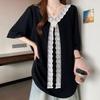 Navava Women Lace PoinT Loose FiT ShorT Sleeve T shirT nT2713