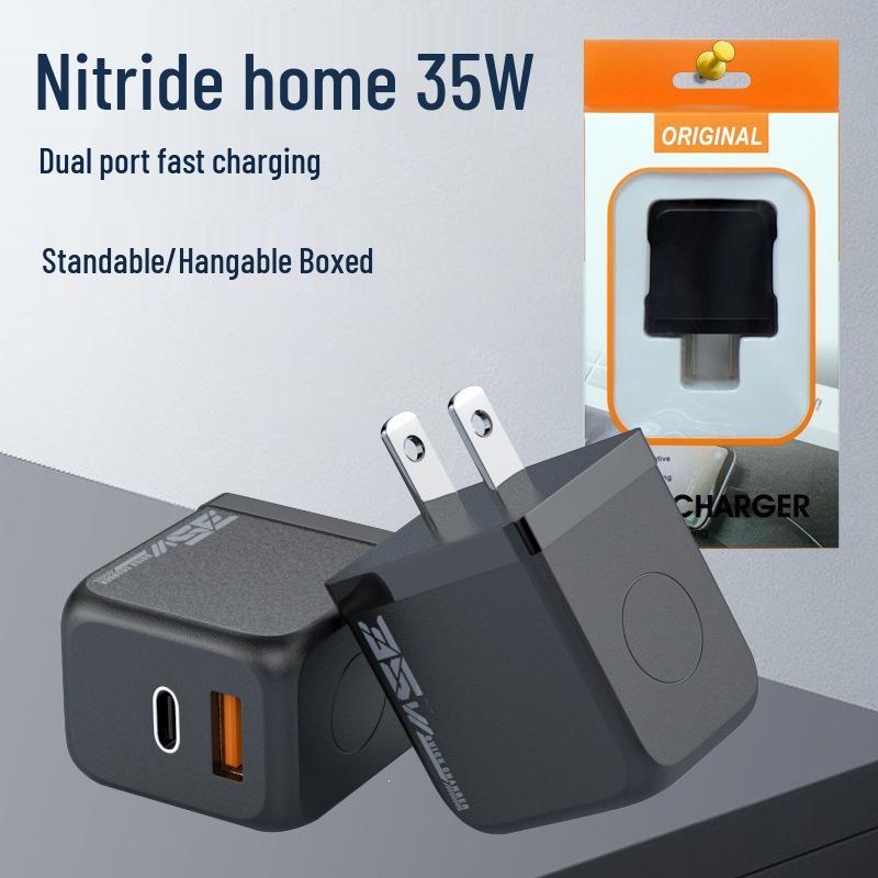 33W GaN Dual-Port Fast Charger, PD3C Certified, Compatible with iPhone