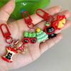 Cartoon Xmas Santa Claus Keychain Resin Gingerbread Man Elk Snowman Pendant Charms Couple Bag Hanging Decoration Christmas Gift