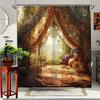 1pc Enchanting Floral Shower Curtain for Bathroom Decor - Elegant Polyester Fabric with Vibrant Forest Floral Design,