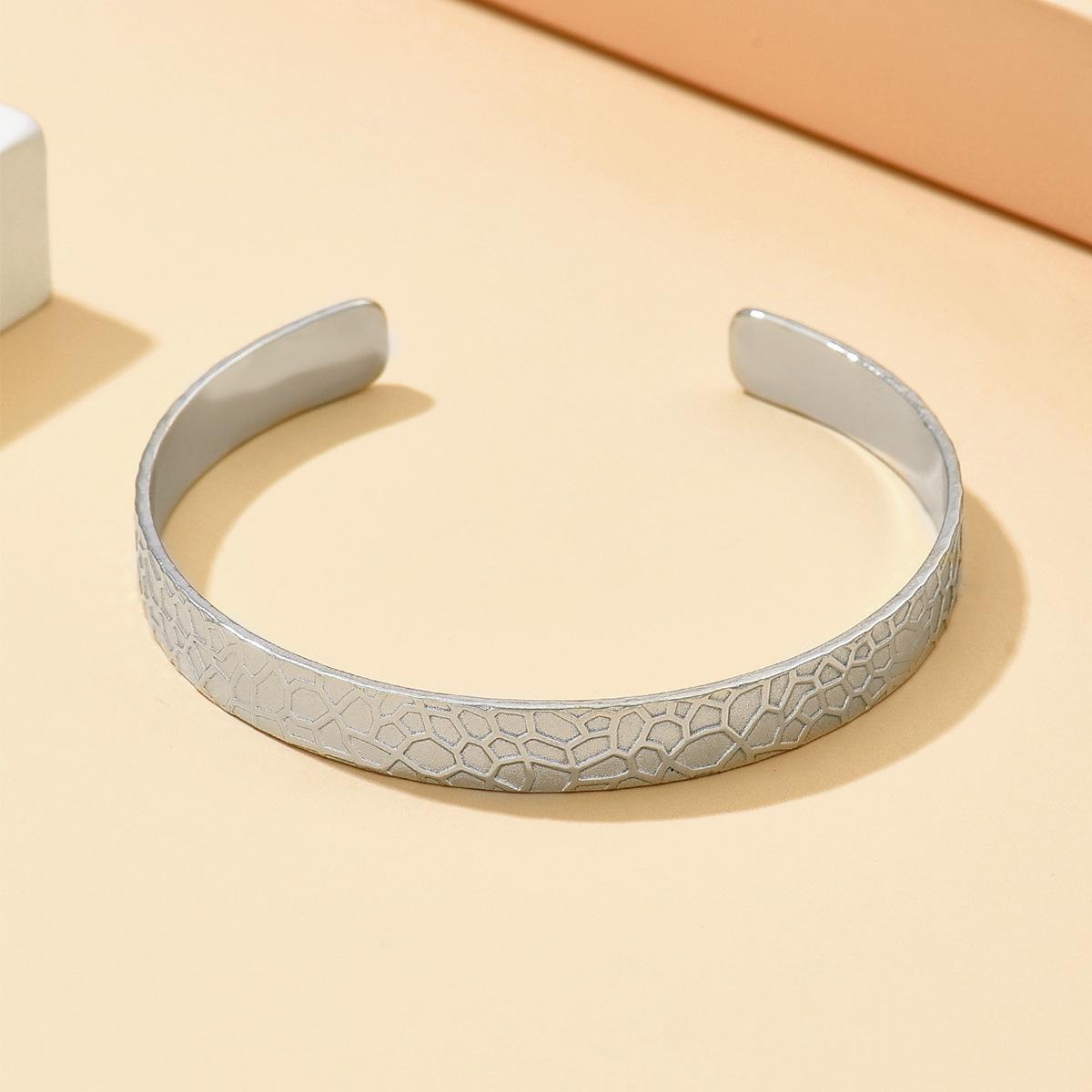 Adjustable Stainless Steel Geometric Open Cuff Bracelet for Women