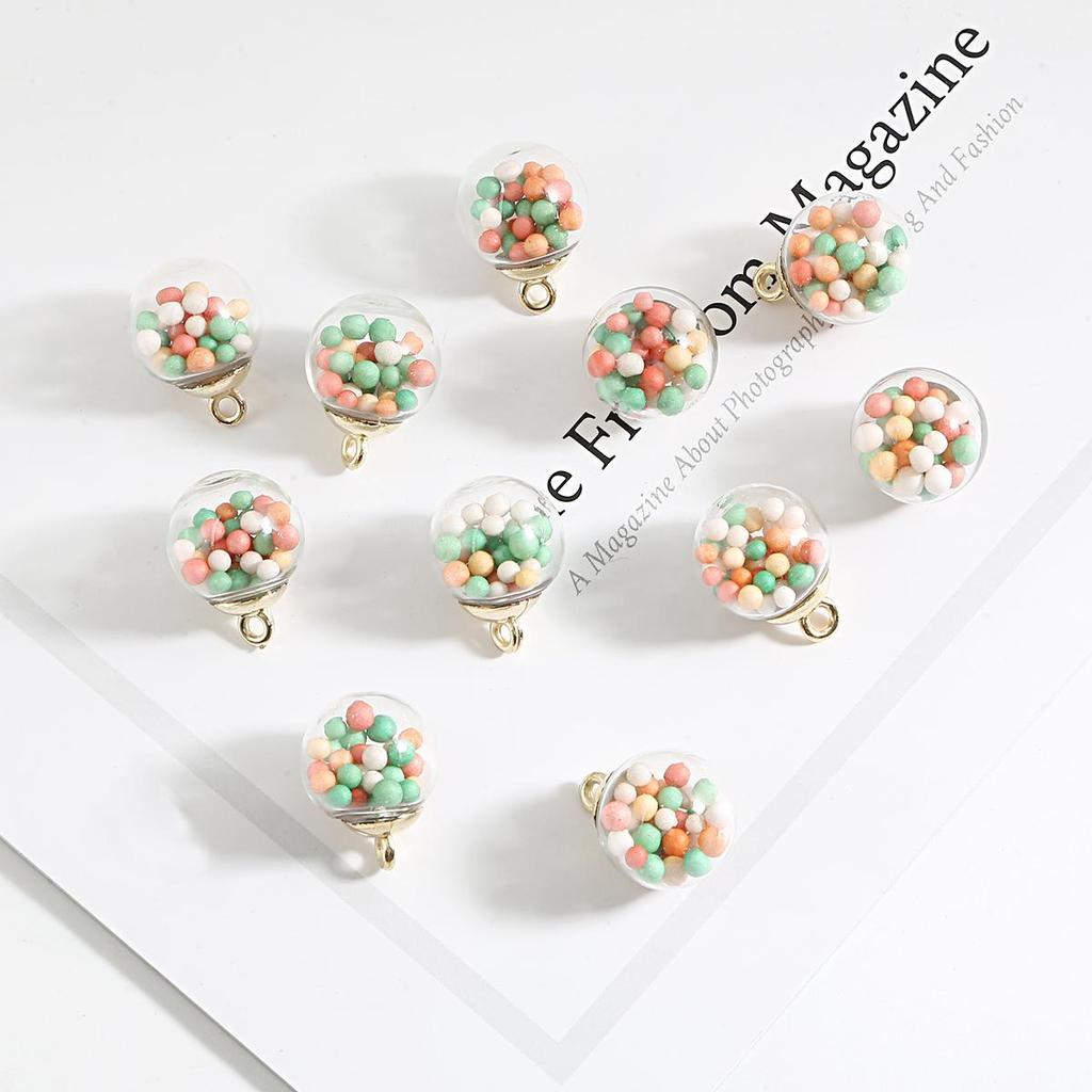 10Pcs Transparent Glass Ball Charm Pendant for Bracelet Necklace Jewelry Making DIY Earring