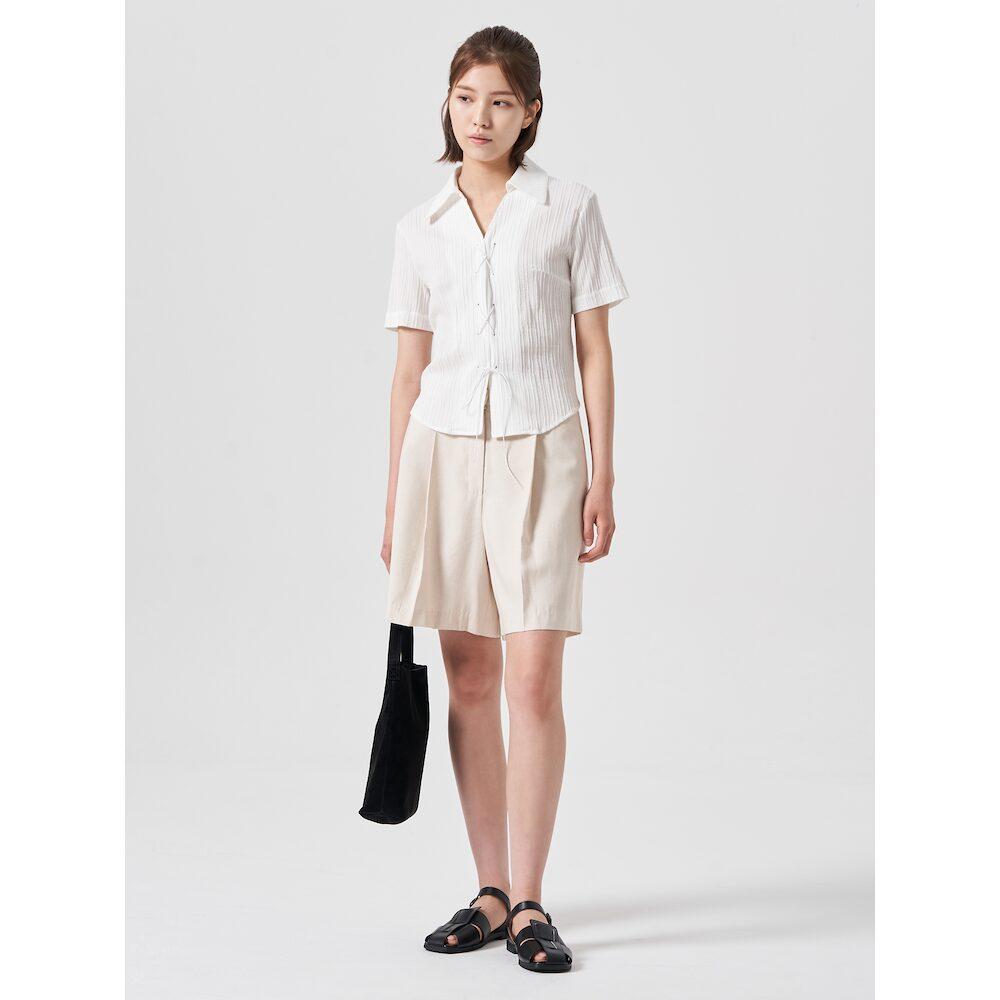 8SECONDS Lace-Up Short Sleeve Shirt White (324865Ly41)