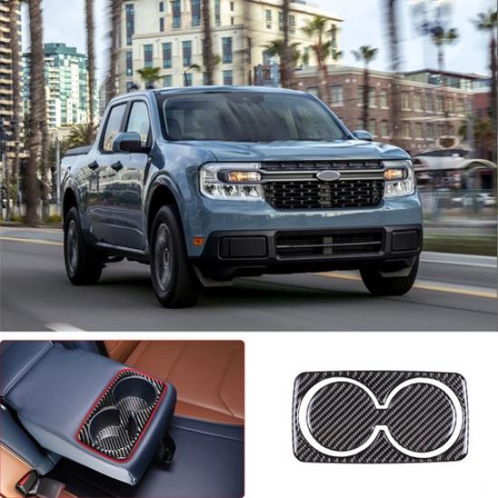 Carbon Fiber Car Rear Cup Holder Panel Cover trim Fits For Ford Maverick