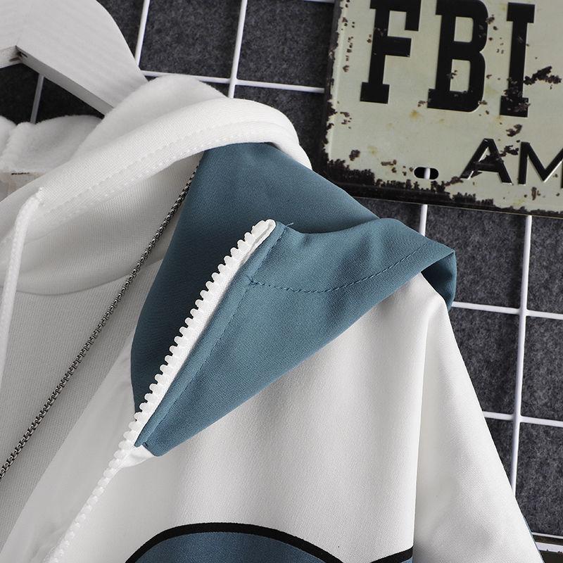 Spring Women Hooded Cute Shark Print Japanese Style Patchwork Teen Hoodies Jacket Fashion Harajuku Women Sweatshirt