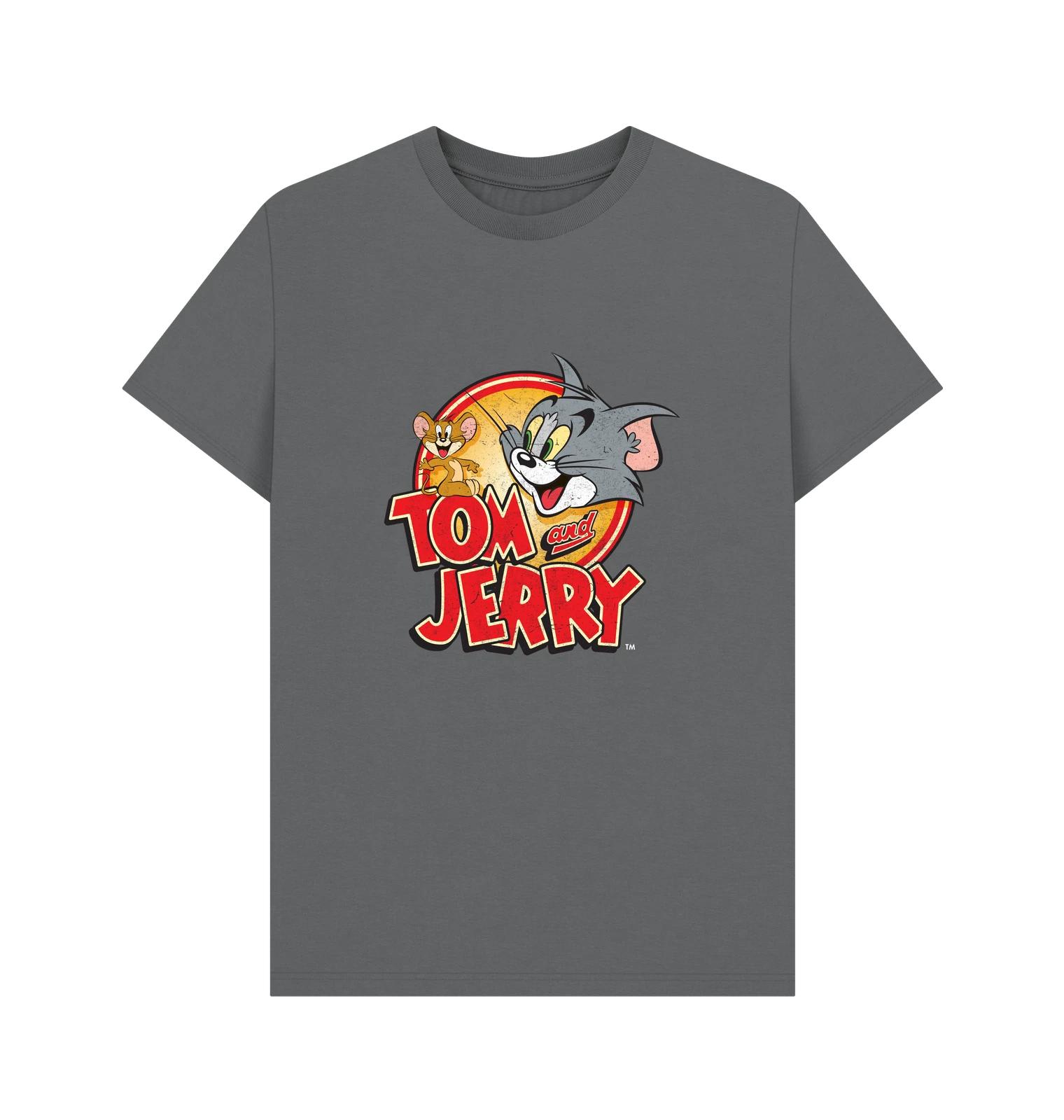 PREMIUM OFFICIAL Tom and Jerry Tom and Jerry Vintage Graphic Charcoal T-Shirt 3XL