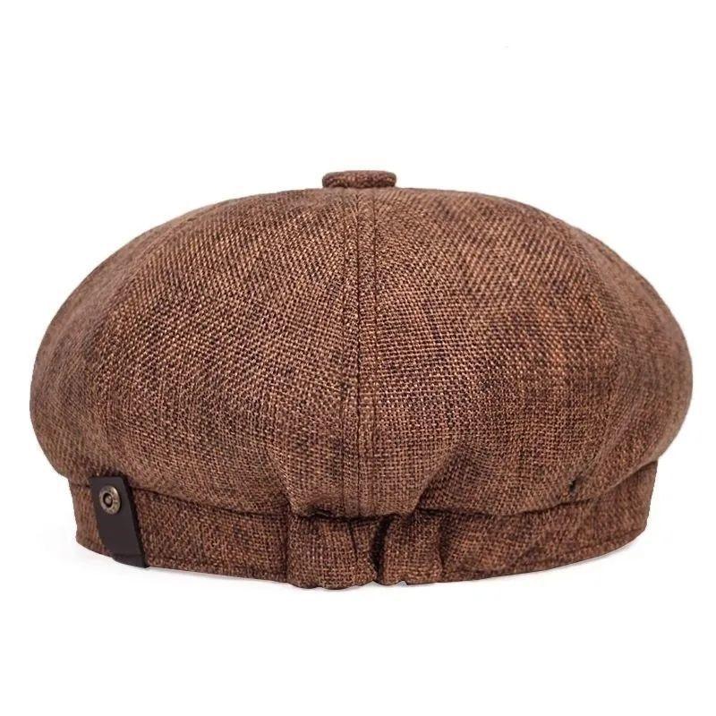 Hemp Octagon Hat Artistic Youth Beret Spring Fall Cap Foreign Trade Hat Men's and Women's Newspaper Boy Hats