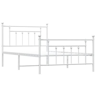 Metal Bed Frame with Headboard and Footboard White 100 X 200 Cm
