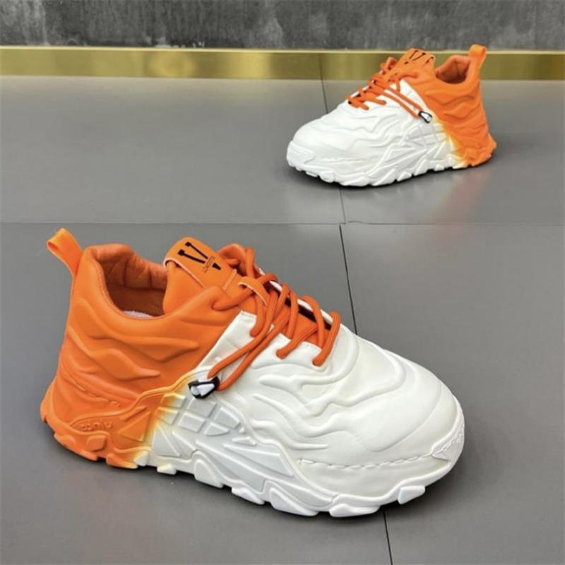 Men's Summer and Autumn Dad Shoes Thick-soled Leather Casual Shoes Gradient Student Shoes