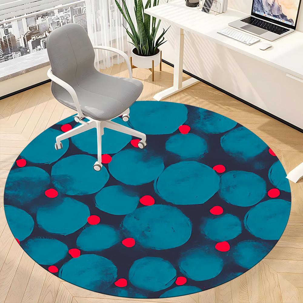1pc Bubbles Red Office Round Area Rug, Indoor Mat Suitable For Office, Under Office Chairs Bedroom Living Room Home Decor, Room Deco 170