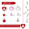 48 Pcs Valentine's Day Decorations Glitter Heart Hanging Swirls,Hanging Love Heart Swirls Wedding Party Supplies Decorations, Anniversary, Ceiling