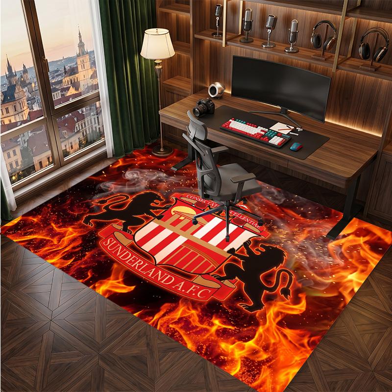 Sunderland Football Print Crystal Velvet Rug, Comfortable Water Absorbent Non Slip Indoor Floor Carpet