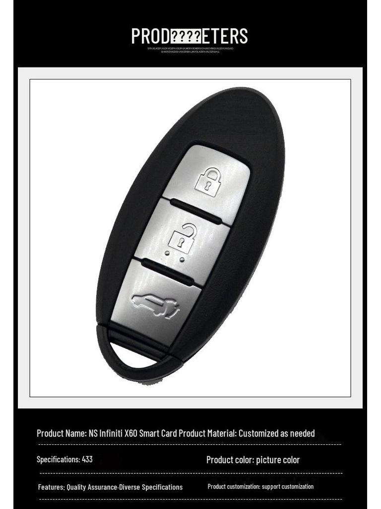 Compatible with NS Infiniti QX60 Smart Key: 3-Button, 433 MHz, 47 Chip Remote