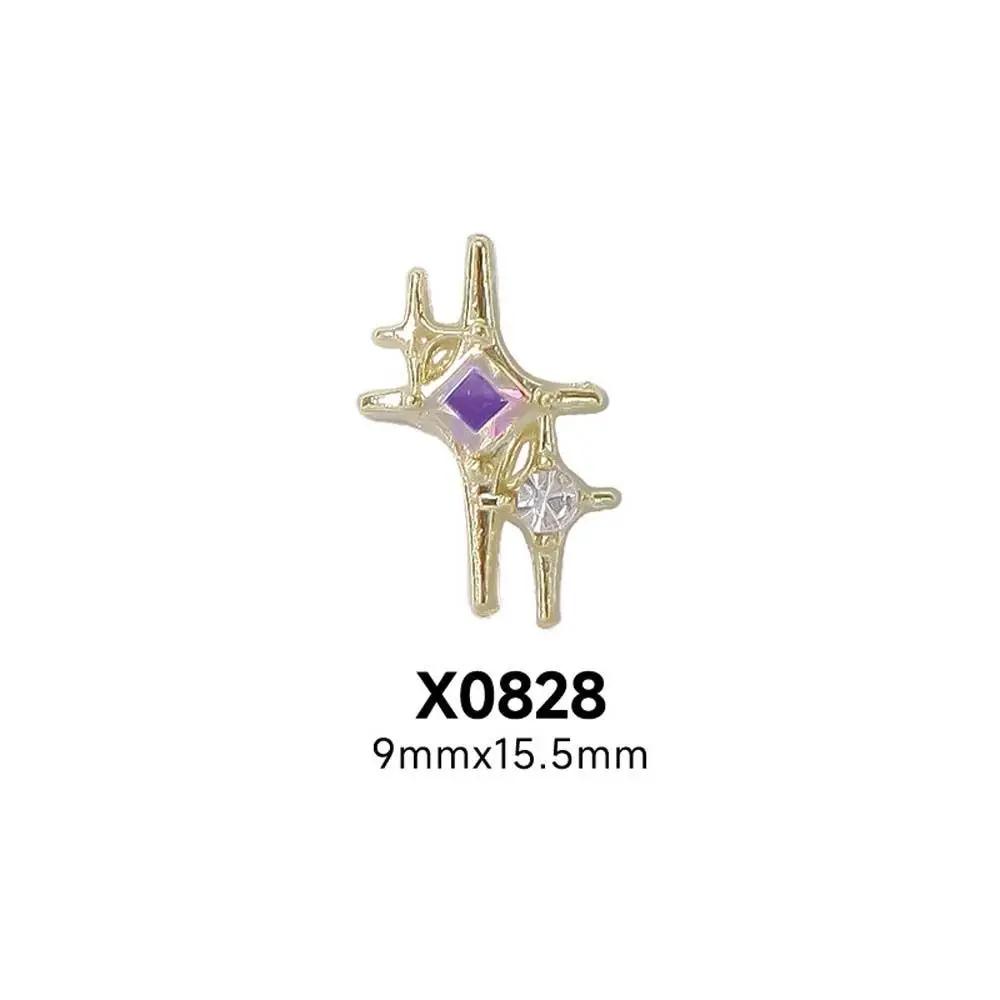 10Pcs 3D Star Alloy Rhinestone Nail Art Charms Gold/Silver Shiny Glitter Diamond Press on Nails Manicure DIY Decorations