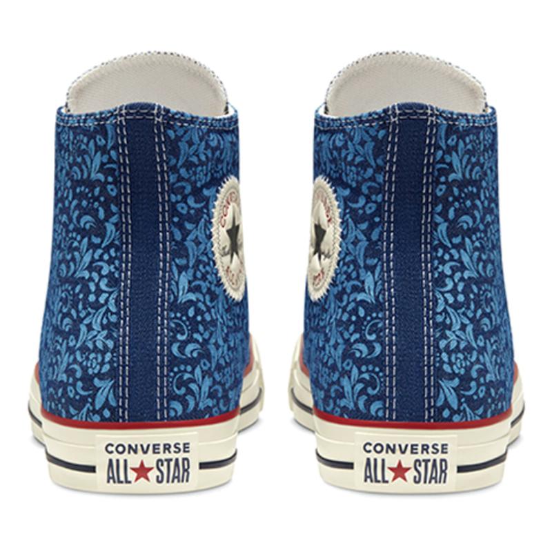 Converse Chuck Taylor All Star Vintage Versatile Casual High Top Espadrilles Unisex Blue Floral