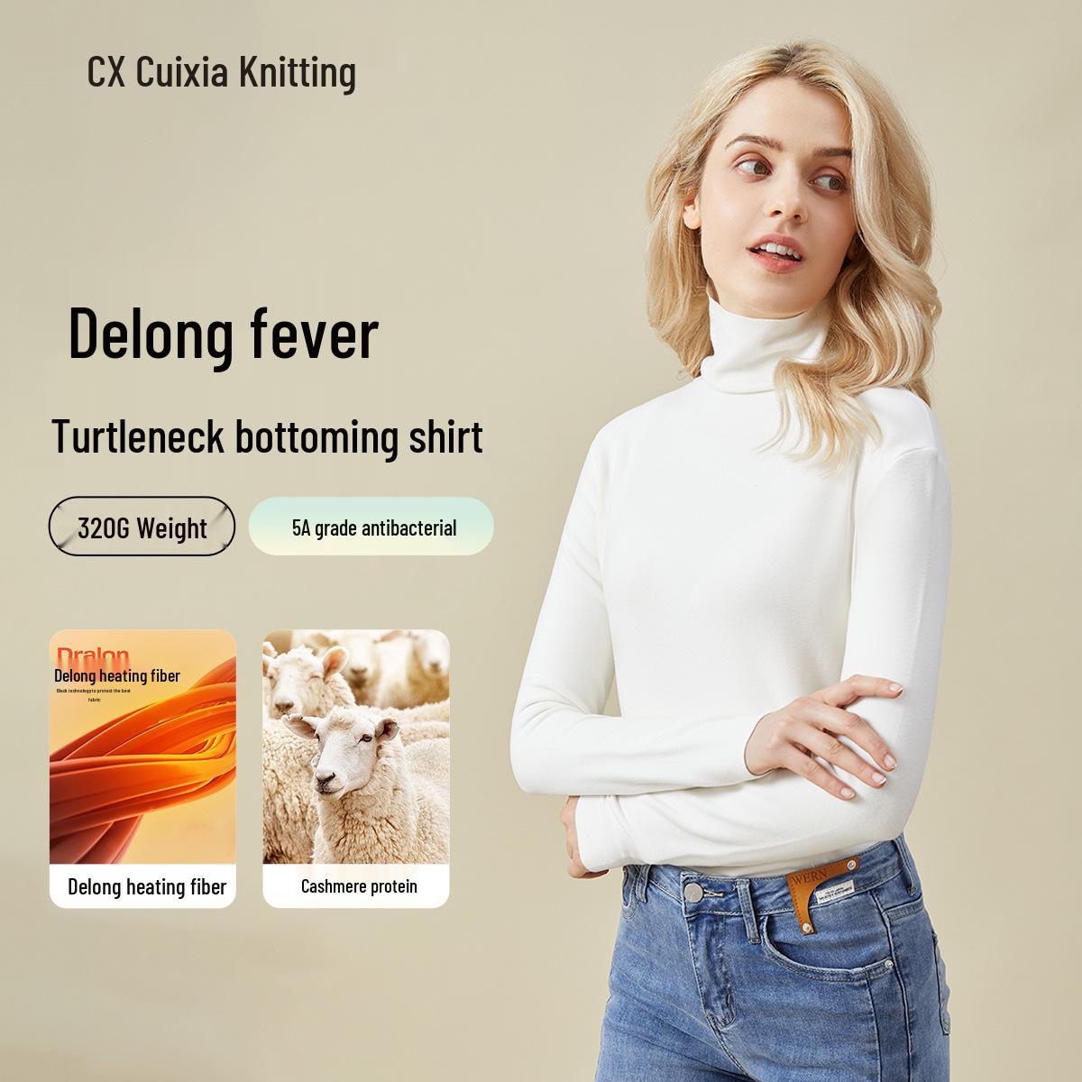 

Women s High Collar Velvet Thermal Slim-Fit Shirt - Antibacterial and Warm for Autumn XL for 130-150 jin