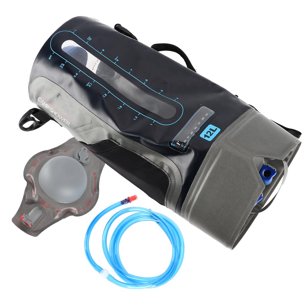Outdoors Hiking Camping 12L Shower Bag with Pressure Foot Pump and Shower Nozzle