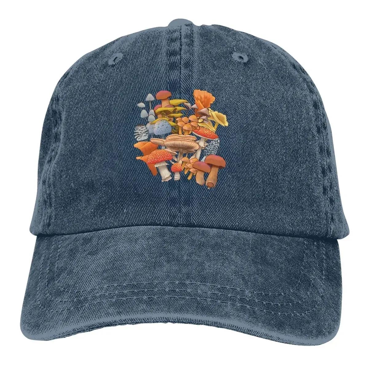 Mushroom Forest Print Cotton Baseball Cap Casual Adjustable Sun Visor Adult Hat One Size
