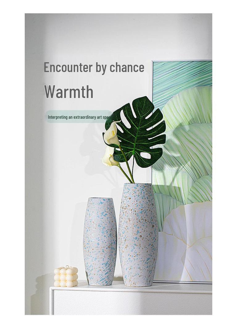 Minimalist Kiln-Fired Ceramic Vase: Home Living Room Decor for Fresh or Dried Flowers