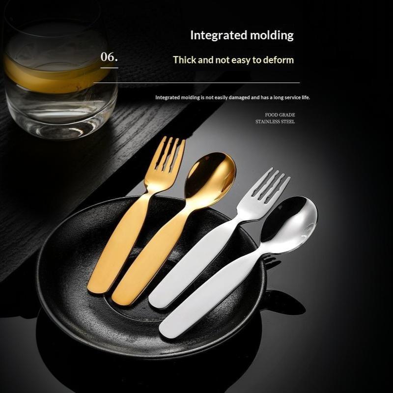Short Handle Baby Spoon Fork Set BPA Free Stainless Steel Easy to Clean Ideal for Toddler Led Weaning Home Use