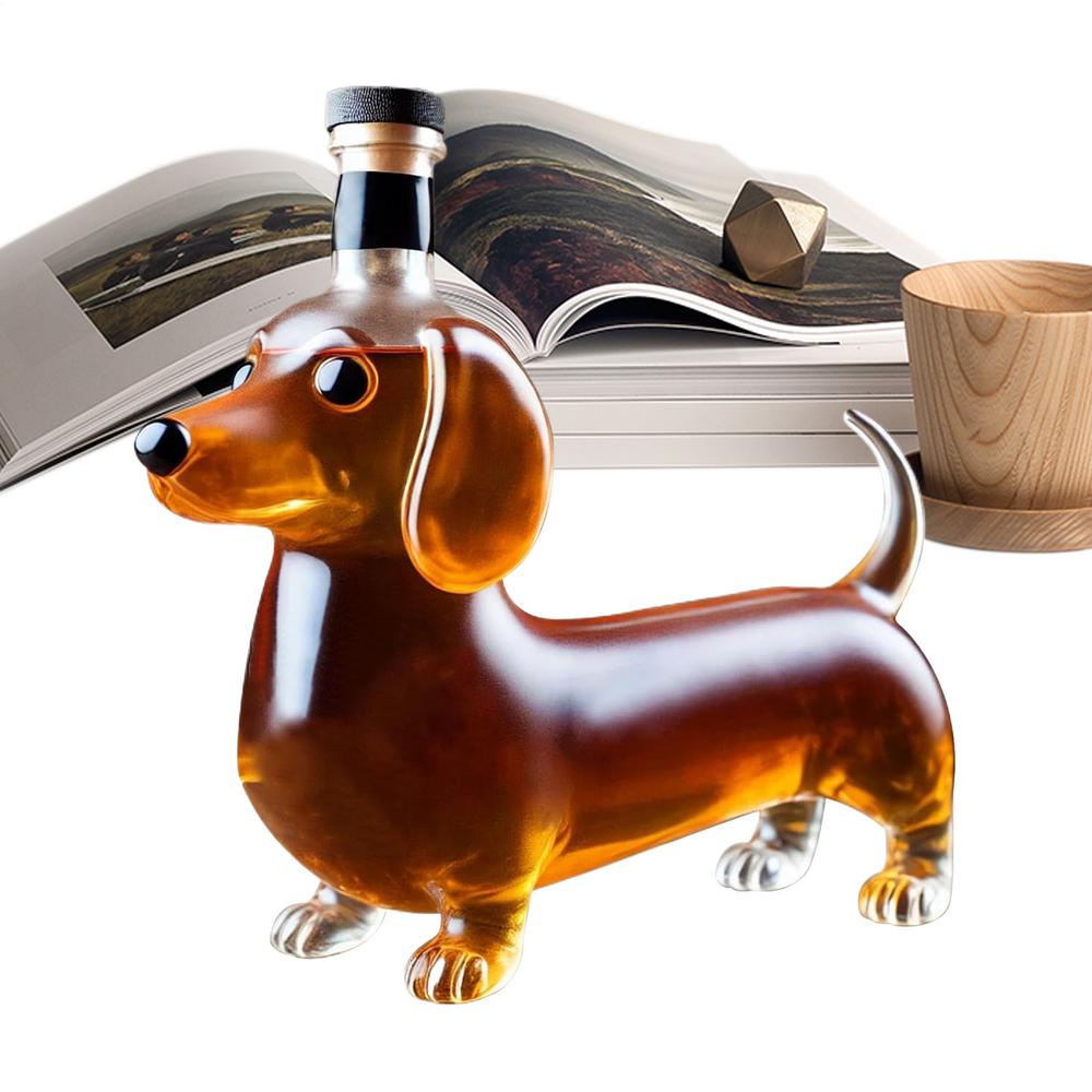 Whiskey Glass Bottle Dachshund Dog Shape Empty Liquor Bottle Decorative Decanter Dachshund Dog  Statue Wine Container