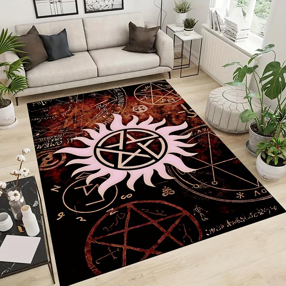 1pc Supernatural Pentagram Pattern Carpet, Area Rug For Living Room Bedroom Room Bed Chair Laundry Entryway Corridor Yard Non-slip Outdoor C