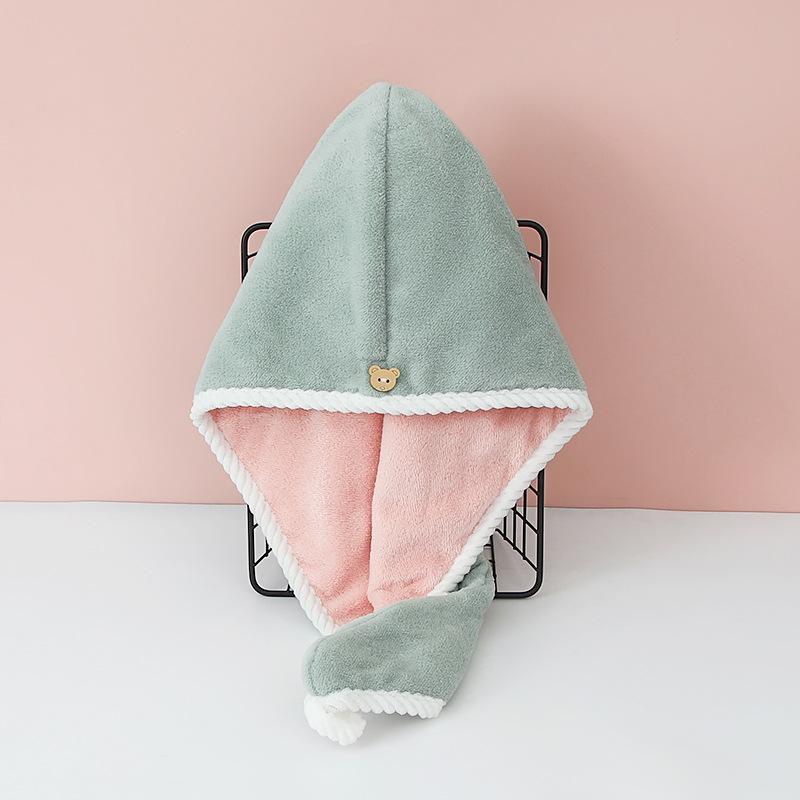 Super Soft Double-Layer Coral Fleece Hair Drying Cap & Headband