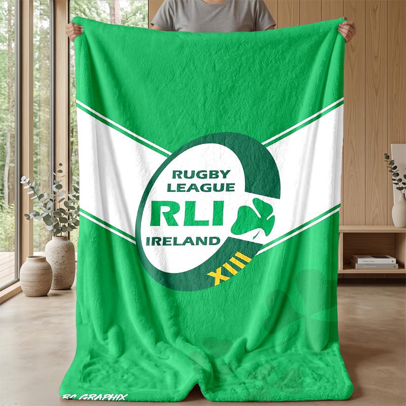 Coperta in Flanella Pile Rugby Irlanda Coperta Calda e Accogliente per Divano Letto Viaggio Uso in Tutte le Stagioni