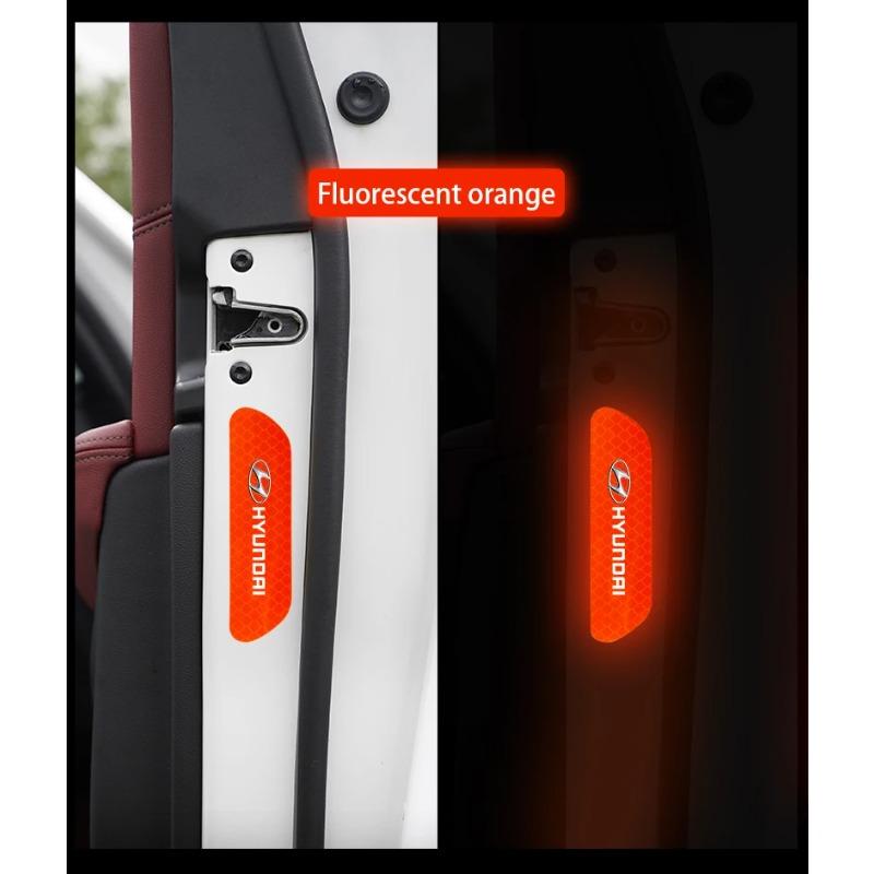 4pcs Car Door Sticker Reflective Safety Warning Mark Decoration Decals For Hyundai NLINE I30 I20 I10 Venue Tucson Ioniq IX35 I40