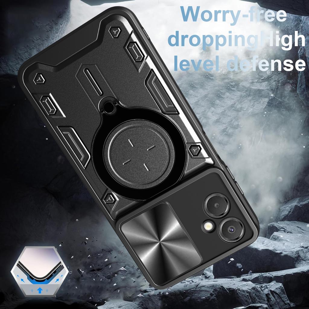 For Samsung Galaxy A06 5G Case TPU + PC Phone Cover with Kickstand , Slide Lens Window