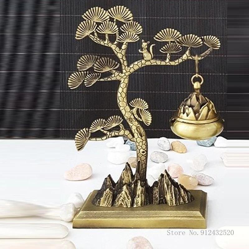 Alloy Welcome Pine Shaped Hanging Incense Burners, Retro Home Indoor Tea Room Crafts Decorations, Small Aromatherapy Burner, 1Pc