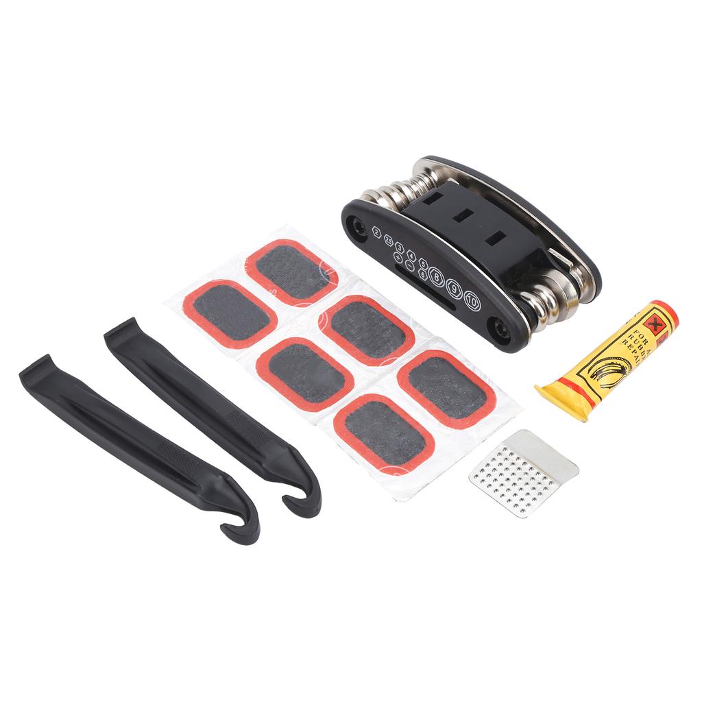 Bike Flat Tire Repair Tools Fold MultiFunction Hex Wrench Nut Tire Puncture Repair Set