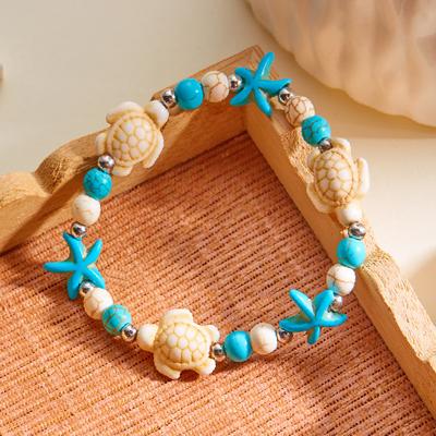 Boho-Armband mit Imitation von Muscheln für Damen Seestern Schildkröte Geflochtenes Seilarmband Handgemacht Freundschaft Strandurlaub Schmuck