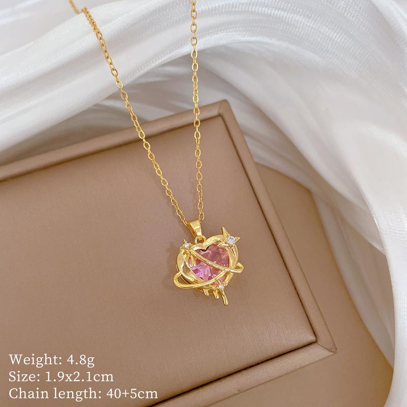 Copper Micro-Inlaid Necklace Women'S Copper Micro-Inlaid Real Gold Electroplating Simple And Exquisite Collarbone Chain Neck Chain