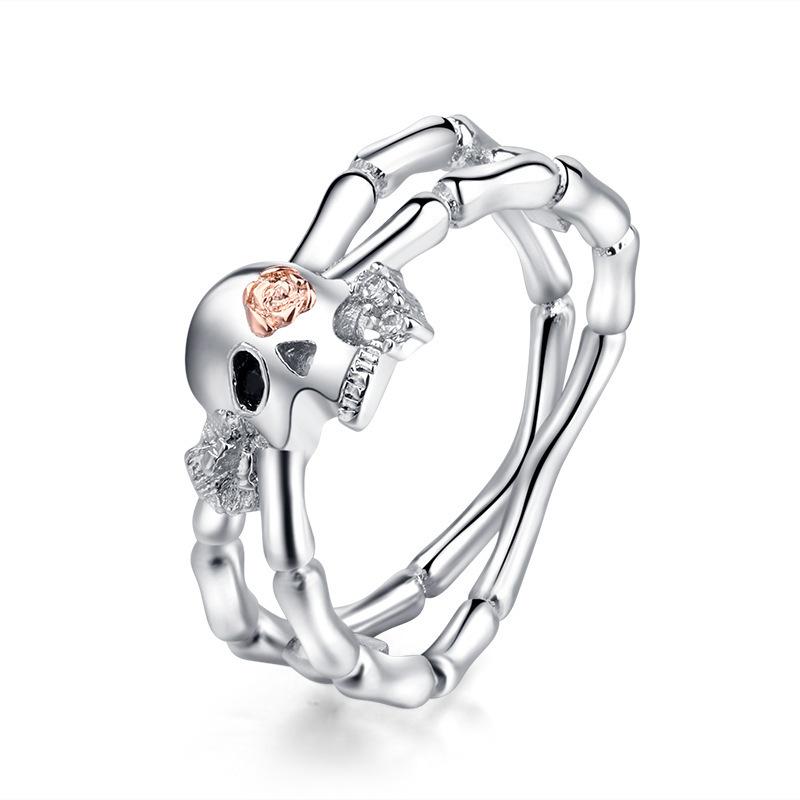Jewelry Punk Personality Gold Ring, With A Flower Creative Color Retention Ring On The Head