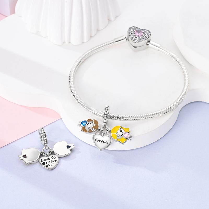 New 925 Silver Color Family Brothers and Sisters Charms Beads Fit Qikaola 925 Bracelets Fine DIY Birthday Jewelry