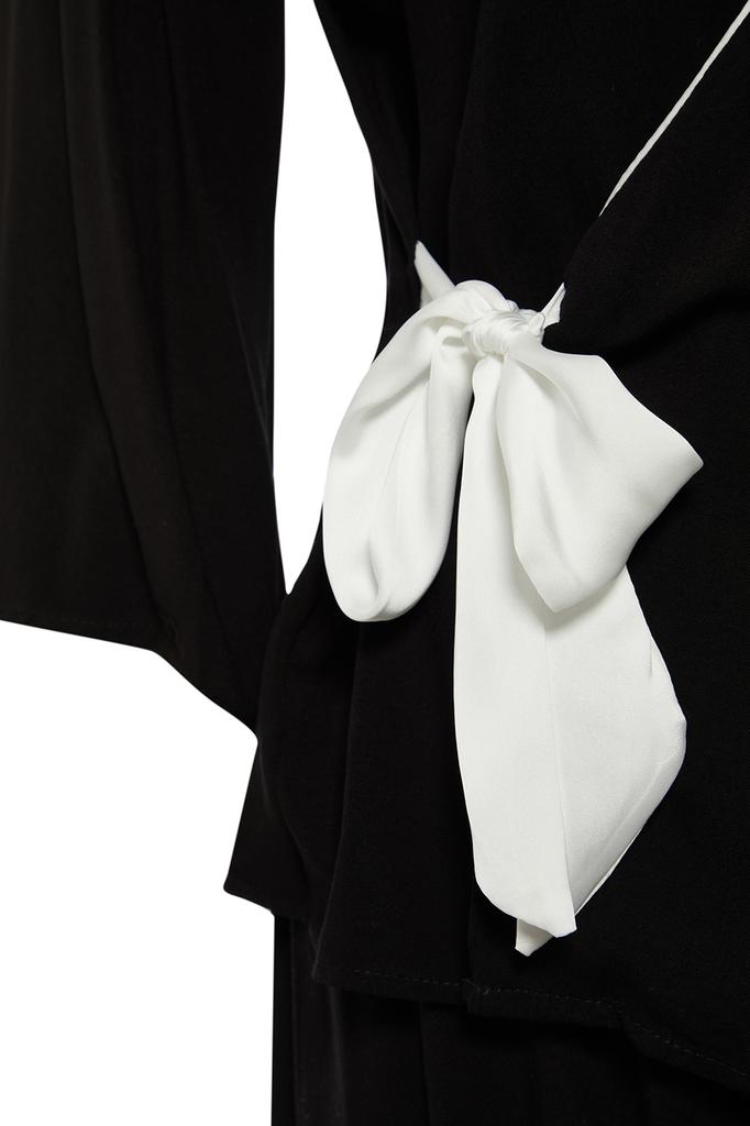 Women's Style Plus Size Claret Red Double Breasted Collar Tied Woven Pajama Set