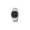 Seiko Selection SBTQ043 Men's Quartz Chronograph Watch Black Gold Dial Stainless Steel 10 ATM Water Resistant