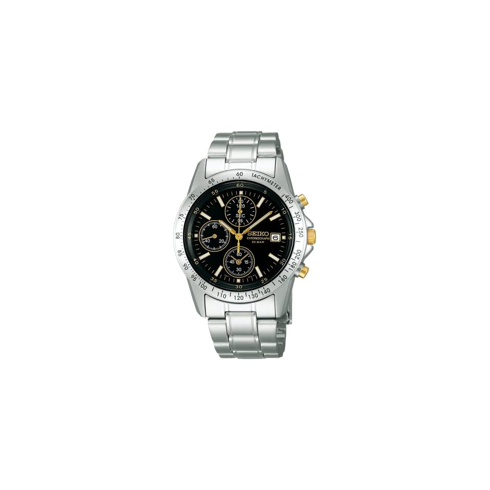 

Seiko Selection SBTQ043 Men s Quartz Chronograph Watch Black Gold Dial Stainless Steel 10 ATM Water Resistant