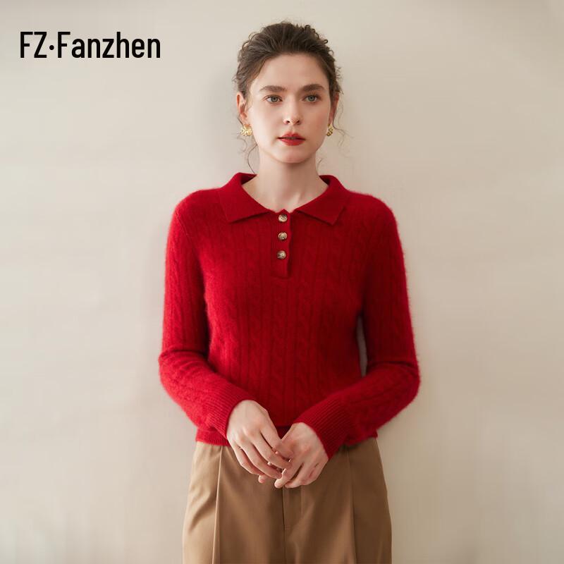 Fanzhen Women s 100% Cashmere Collared Sweater XL
