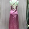 Women's Sexy Slimming, Body Fitting Backless Halter Neck Waist Cinching Long Gown Sleeveless Long Gowns with Side Slit for Special Occasions