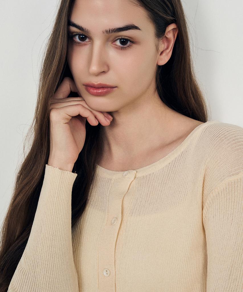 Laneonkyulleoseu Slim Fit Crop Knit Cardigan_Beige