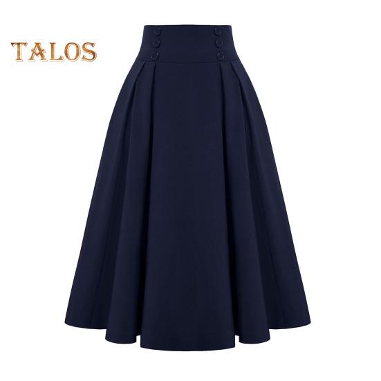 Women Skirt Elastic High Waist A-Line Midi Skirt Contrast Color Plaid Print Large Hem Mid-Calf Length Skirt Daily Wear