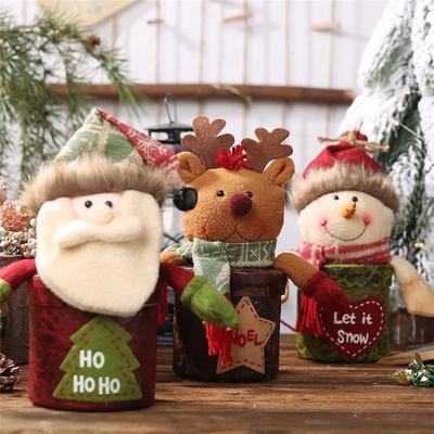 Jul Nyår DIY Jul Temperament Godisburk Jultomte Presentask Snögubbe Äppellåda Barns Tecknad Docka Presentask