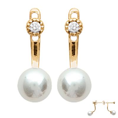 [M9964] - Ivory 'Perla' Gold-plated Lobe Contour Earrings (8 Mm)