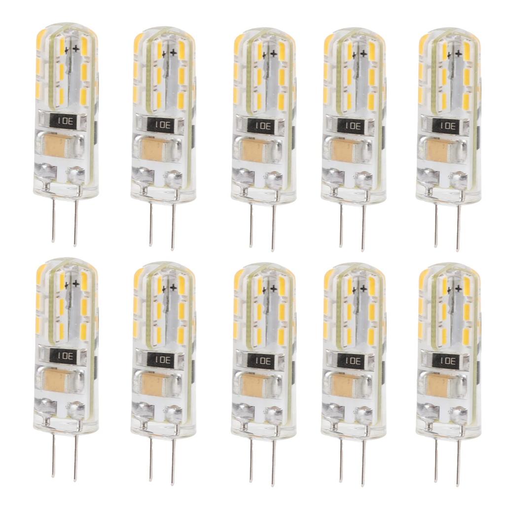 Bombilla G4 Silicone LED Bulbs, 10pcs, 110V, Double Feet Base, 1.5W, AC110V, 110Lm, Silicone Bulbs for Landscape Lighting and Courtyards (6000K White