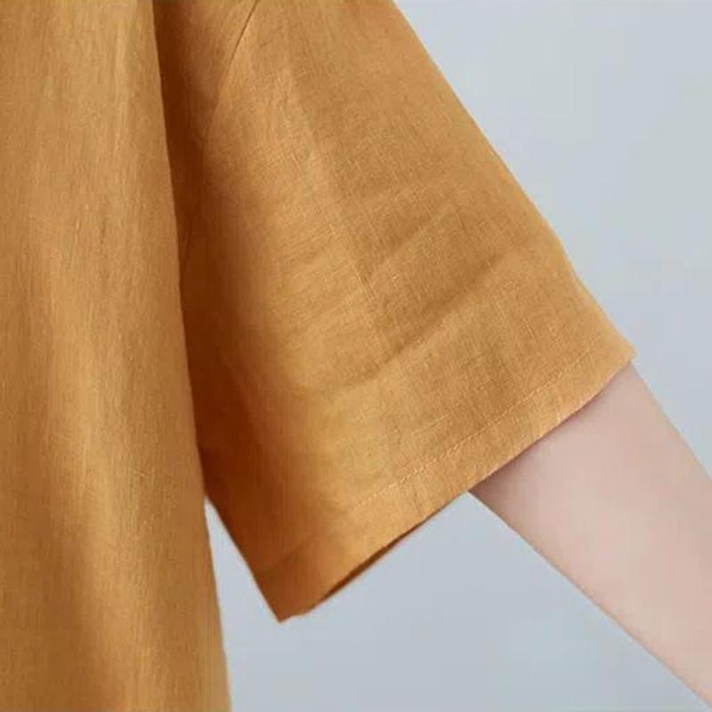 T-shirt Women Versatile Cotton Summer Casual Large Size Loose Round Neck Pullover Short-sleeved Tops