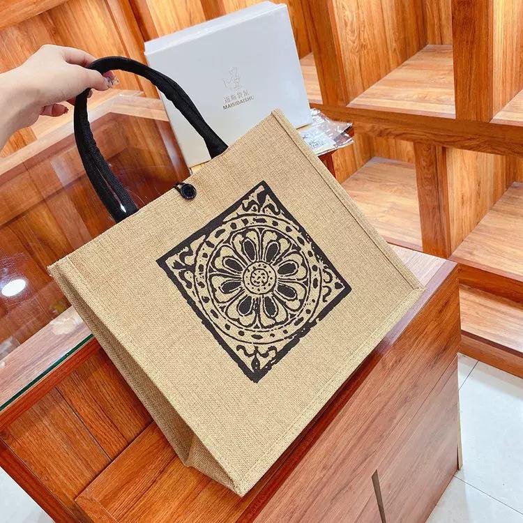 Canvas bag large capacity linen handbag female mommy bag work commuting tote bag handbag shopping bag